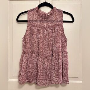 NWOT Monteau Floral Sleeveless Mock Neck Top, size M